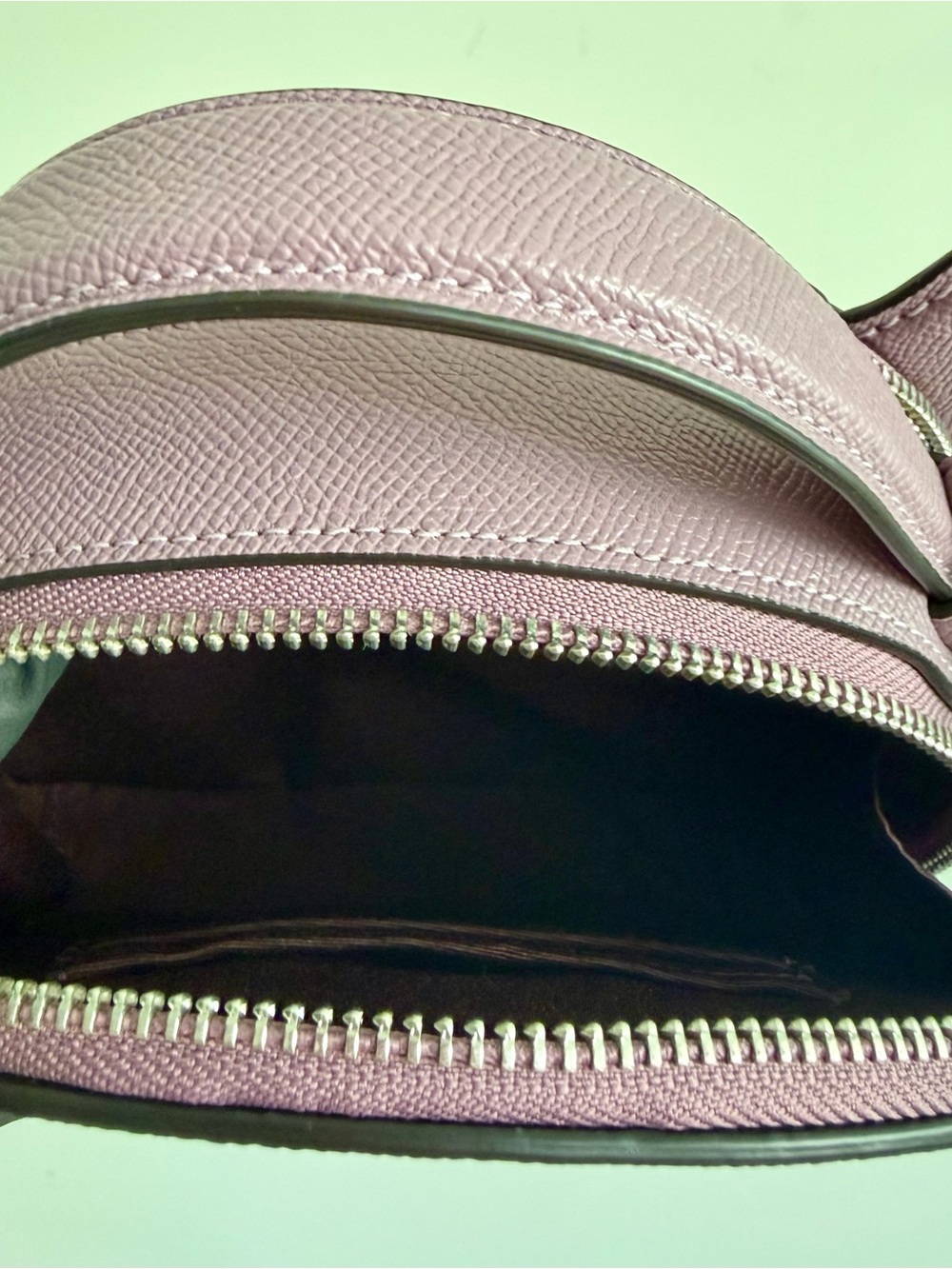 COACH Lavender Bat-Face Round Leather Crossbody Bag - Picture 9 of 14